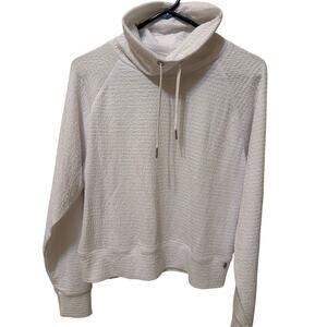 Danskin White Funnel Neck Textured Sweatshirt Women's Size Small Athleisure EUC